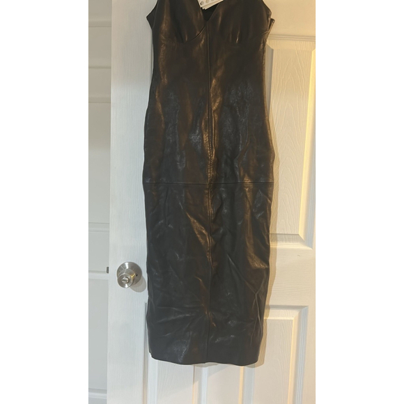 Khaite Ditka Leather Midi Dress Retail $3900 as Worn By Kendall Jenner Size 2 - Picture 10 of 11